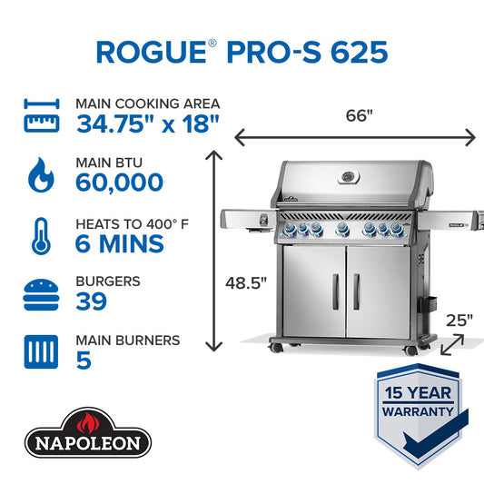 Patio Elegance Rogue® PRO‑S 625 RSIB Gas Grill with Infrared Side and Rear Burners