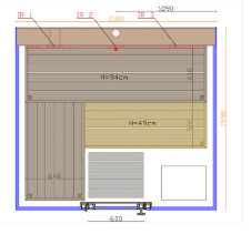 Technical drawing of a storage unit with dimensions labeled