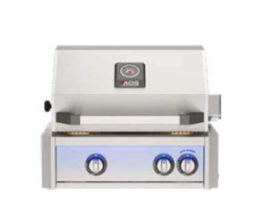 Stainless steel grill with three control knobs 