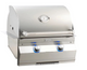 Stainless steel grill with 'Aurora' and 'Firemagic' branding 