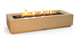 Rectangular outdoor fire pit with flames 