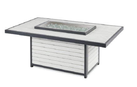 Outdoor fire pit table with glass