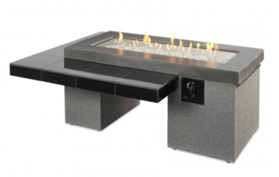 Fire pit table with flames 
