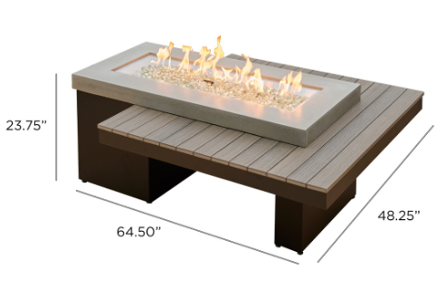 Outdoor fire pit table with dimensions 