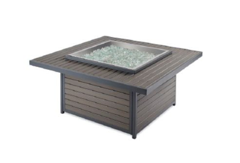 Outdoor fire pit table with glass top