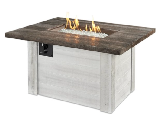 Fire pit table with flames