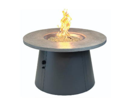 Fire pit table with flames