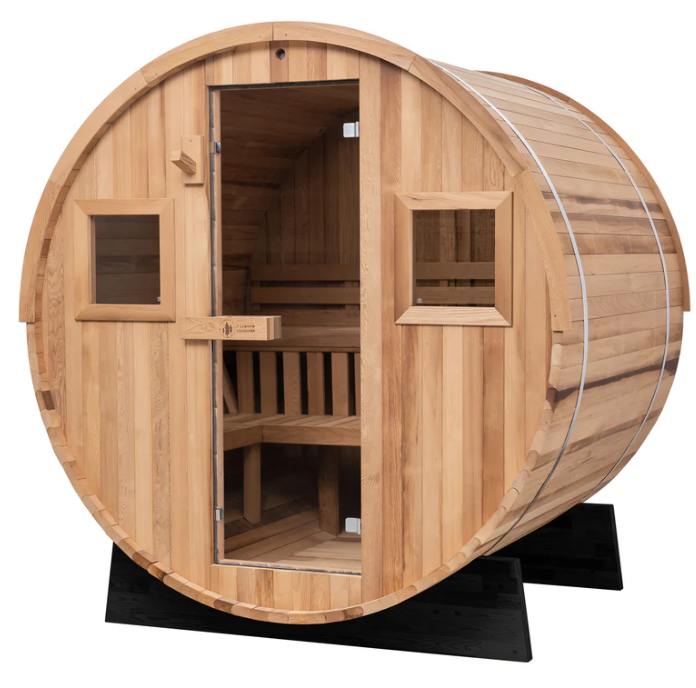 Extra-Wide Barrel Outdoor Sauna x Denali Cold Plunge