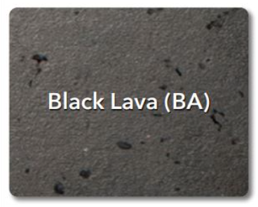 Text 'Black Lava (BA)' on a textured black and gray