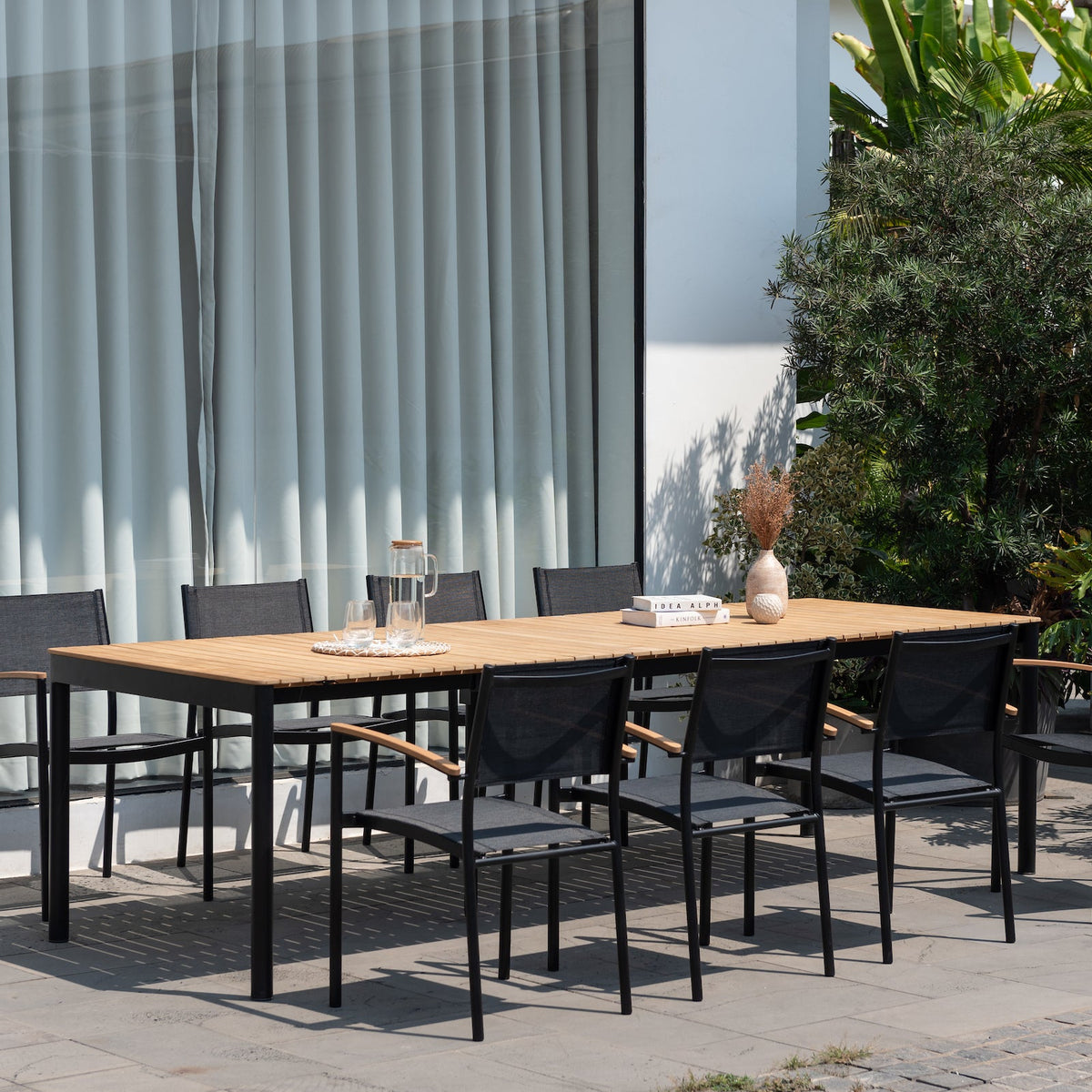 Topaz Dark Teak and Aluminum Rectangular Extendable Table