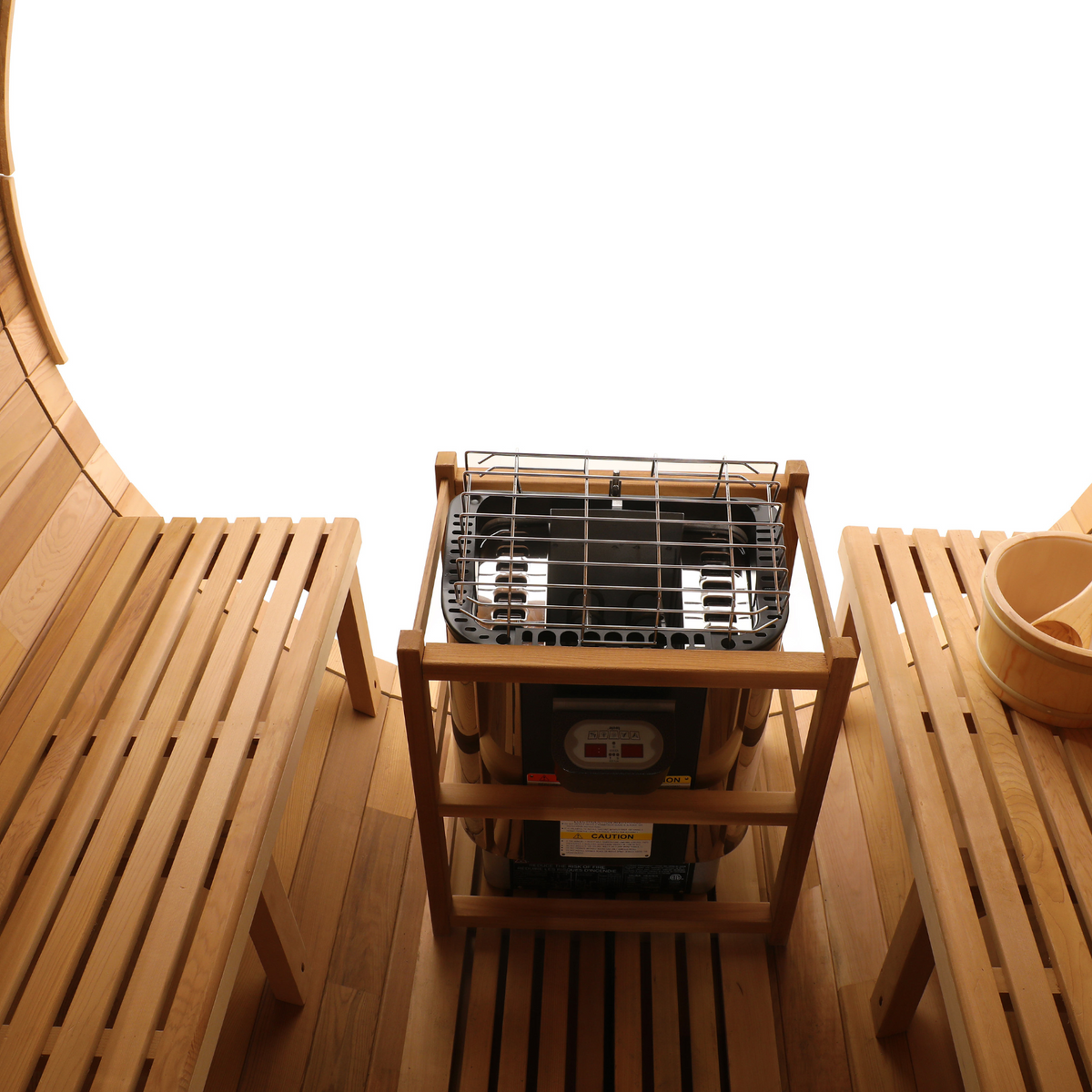 Blisspod | Prague | Canadian Red Cedar Outdoor Steam Barell Sauna | 2-4 / 4-6 persons with Full Glass Back & 2 front Porch seats