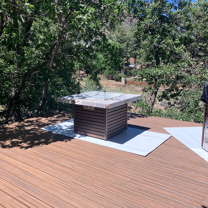 Jamaica Square Fire Table with Fire Glass – 35,000 BTU (LP/NG/WOOD)