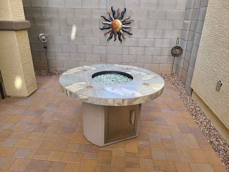 Bahama Outdoor Fire Table – 35,000 BTU Round Dining Height (LP/NG/WOOD)