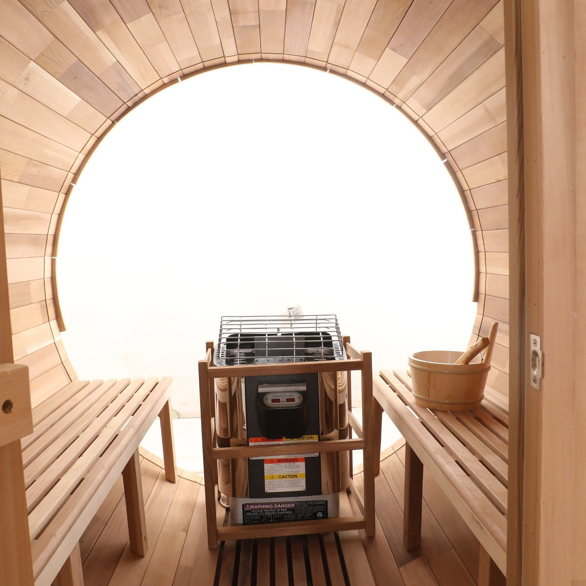 Blisspod | Prague | Canadian Red Cedar Outdoor Steam Barell Sauna | Full Glass Back