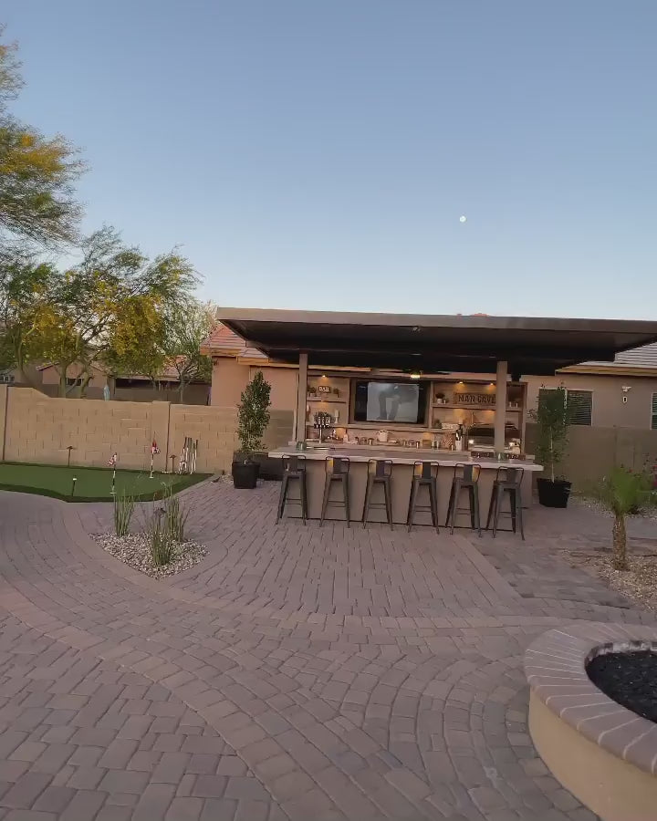 KoKoMo Outdoor Kitchen Pavilion – 20'x20' Luxury BBQ Island with 70" TV, Bar, Grill, Kegerator & More