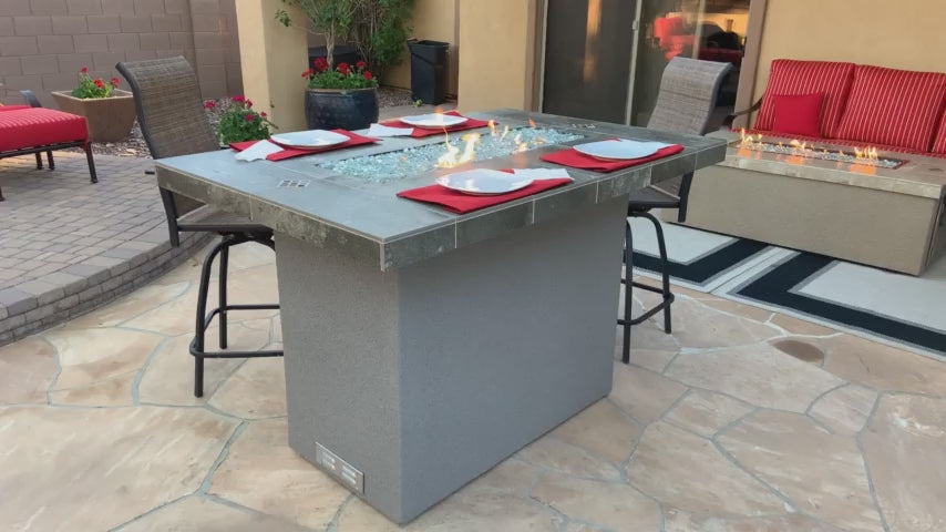 Entertainer Outdoor Bar Fire Pit Table – 6 Ft with Fire Glass (LP/NG Compatible)