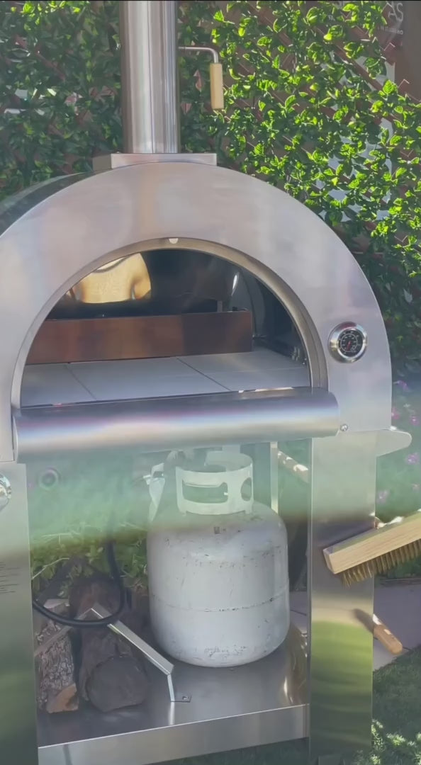 KoKoMo 32” Dual Fuel Gas or Wood-Fired Stainless Steel Outdoor Pizza Oven